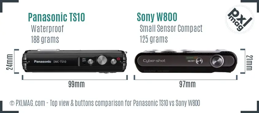 Panasonic TS10 vs Sony W800 top view buttons comparison