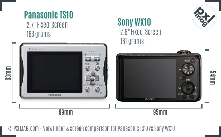 Panasonic TS10 vs Sony WX10 Screen and Viewfinder comparison