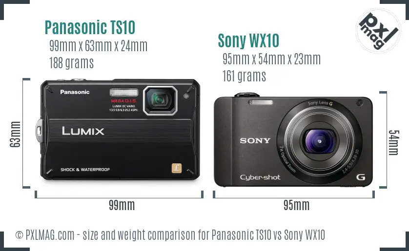 Panasonic TS10 vs Sony WX10 size comparison
