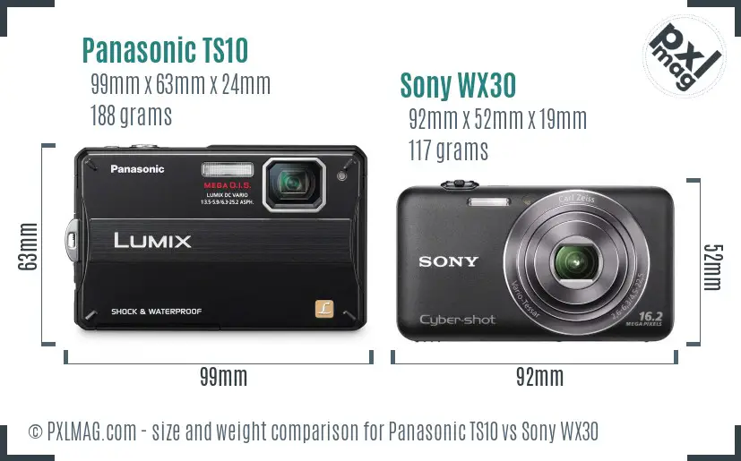 Panasonic TS10 vs Sony WX30 size comparison