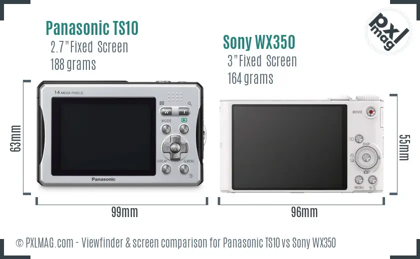 Panasonic TS10 vs Sony WX350 Screen and Viewfinder comparison