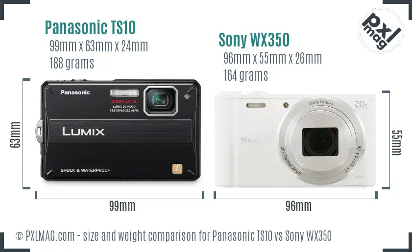 Panasonic TS10 vs Sony WX350 size comparison
