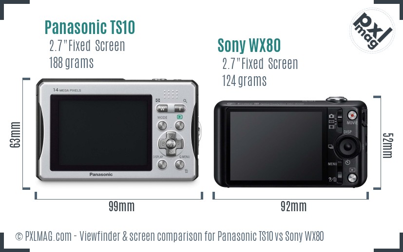 Panasonic TS10 vs Sony WX80 Screen and Viewfinder comparison