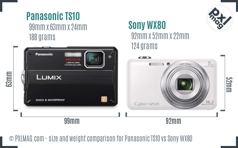 Panasonic TS10 vs Sony WX80 size comparison