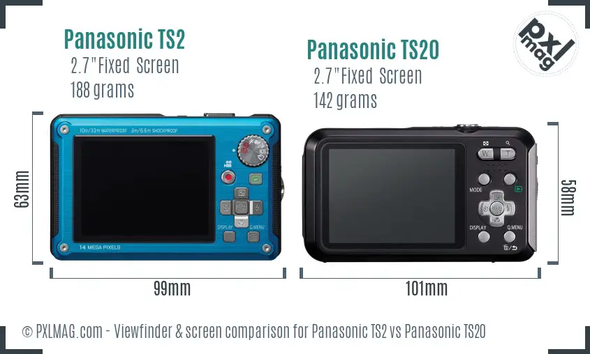 Panasonic TS2 vs Panasonic TS20 Screen and Viewfinder comparison