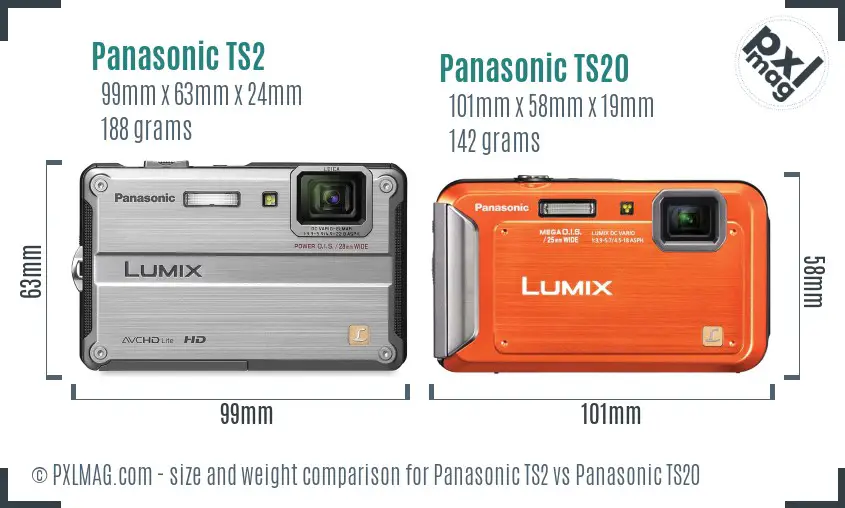 Panasonic TS2 vs Panasonic TS20 size comparison