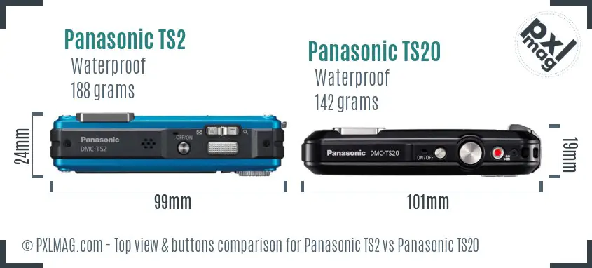 Panasonic TS2 vs Panasonic TS20 top view buttons comparison