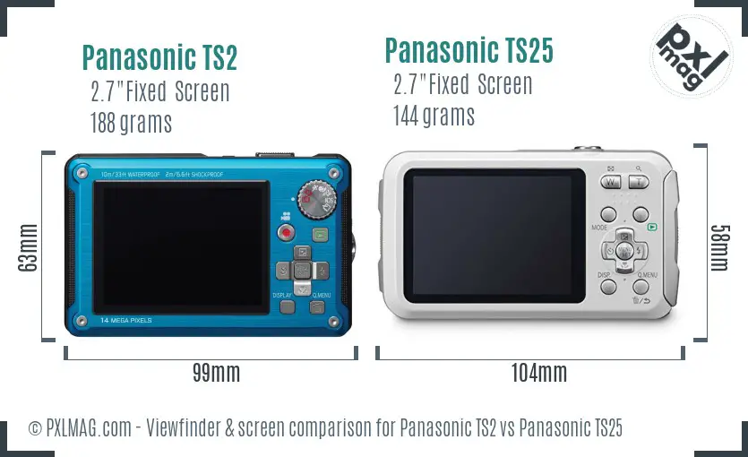 Panasonic TS2 vs Panasonic TS25 Screen and Viewfinder comparison