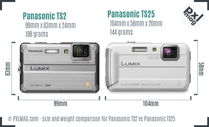 Panasonic TS2 vs Panasonic TS25 size comparison