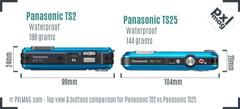 Panasonic TS2 vs Panasonic TS25 top view buttons comparison