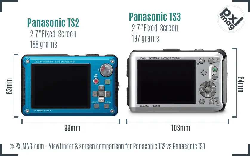 Panasonic TS2 vs Panasonic TS3 Screen and Viewfinder comparison