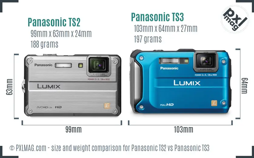 Panasonic TS2 vs Panasonic TS3 size comparison