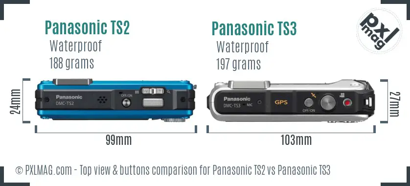 Panasonic TS2 vs Panasonic TS3 top view buttons comparison