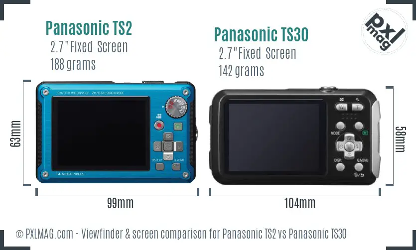 Panasonic TS2 vs Panasonic TS30 Screen and Viewfinder comparison