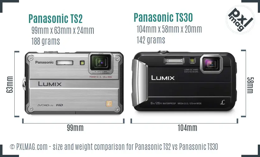 Panasonic TS2 vs Panasonic TS30 size comparison