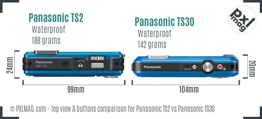 Panasonic TS2 vs Panasonic TS30 top view buttons comparison
