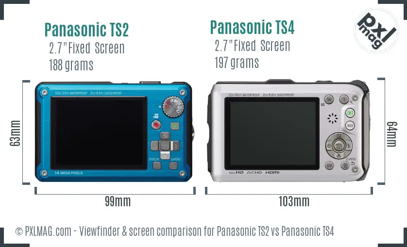 Panasonic TS2 vs Panasonic TS4 Screen and Viewfinder comparison