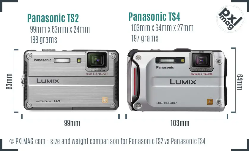 Panasonic TS2 vs Panasonic TS4 size comparison