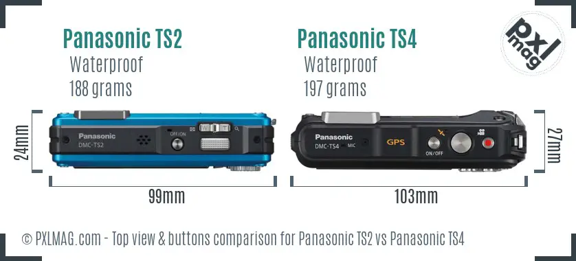 Panasonic TS2 vs Panasonic TS4 top view buttons comparison