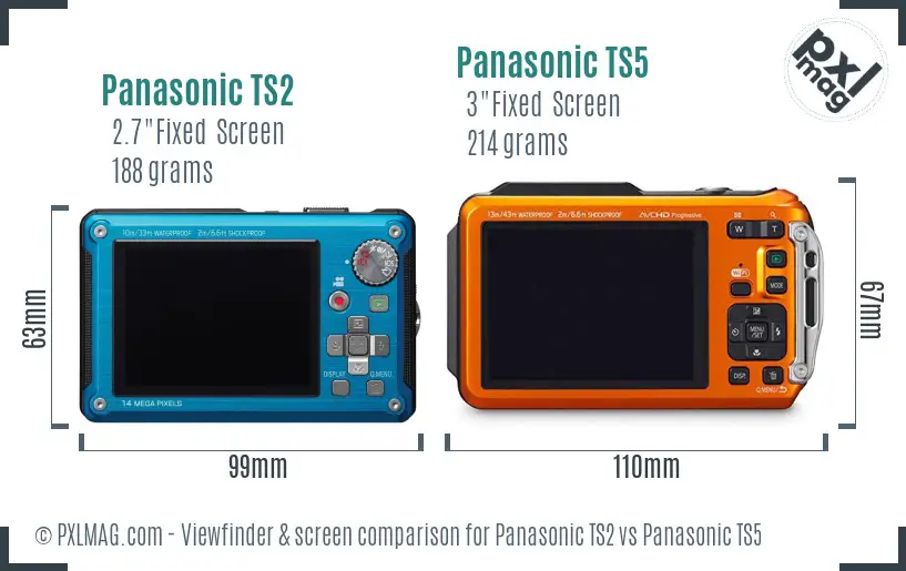 Panasonic TS2 vs Panasonic TS5 Screen and Viewfinder comparison