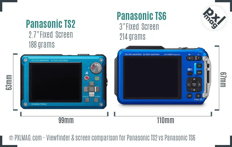 Panasonic TS2 vs Panasonic TS6 Screen and Viewfinder comparison