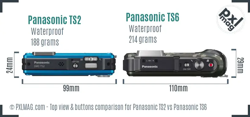Panasonic TS2 vs Panasonic TS6 top view buttons comparison