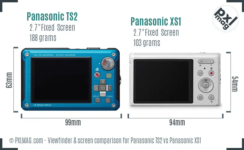 Panasonic TS2 vs Panasonic XS1 Screen and Viewfinder comparison
