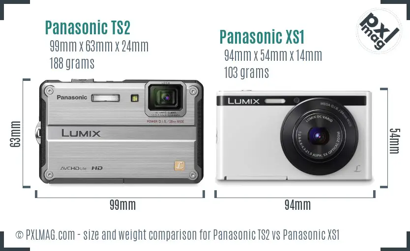 Panasonic TS2 vs Panasonic XS1 size comparison