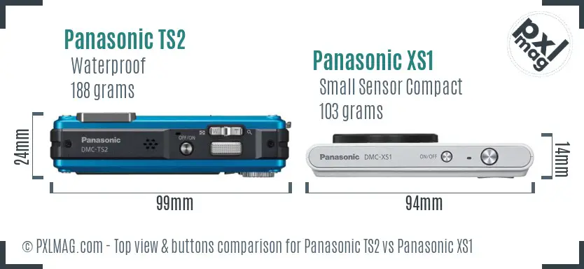 Panasonic TS2 vs Panasonic XS1 top view buttons comparison