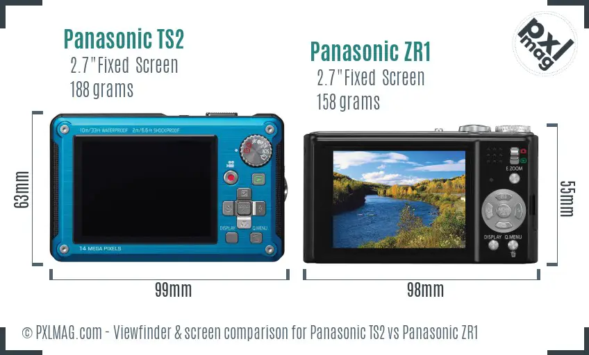 Panasonic TS2 vs Panasonic ZR1 Screen and Viewfinder comparison