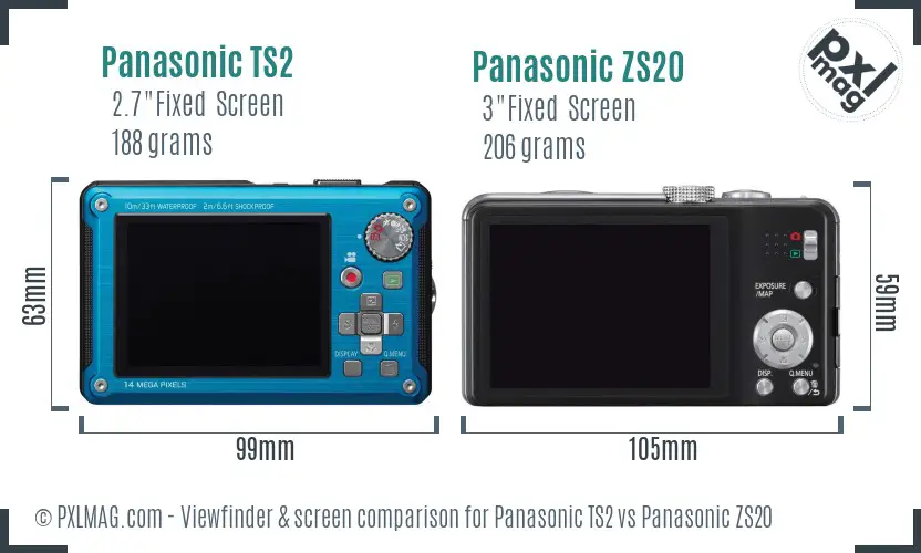 Panasonic TS2 vs Panasonic ZS20 Screen and Viewfinder comparison