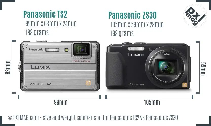Panasonic TS2 vs Panasonic ZS30 size comparison