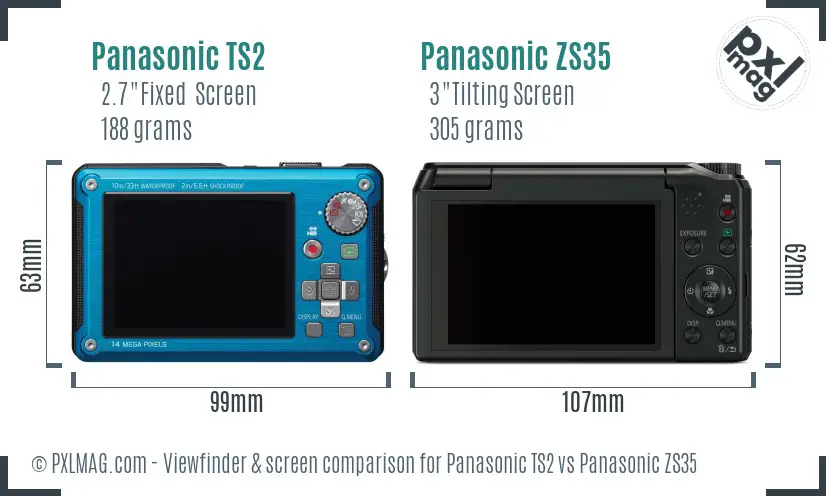Panasonic TS2 vs Panasonic ZS35 Screen and Viewfinder comparison