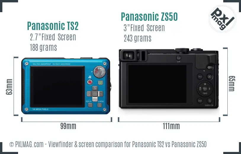 Panasonic TS2 vs Panasonic ZS50 Screen and Viewfinder comparison