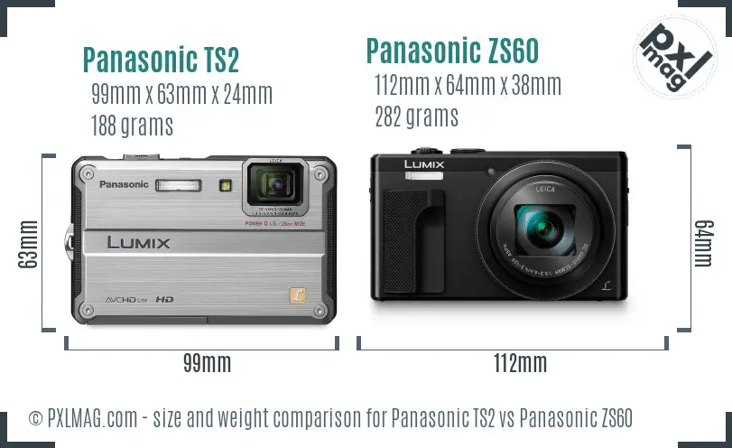 Panasonic TS2 vs Panasonic ZS60 size comparison