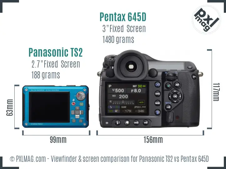 Panasonic TS2 vs Pentax 645D Screen and Viewfinder comparison