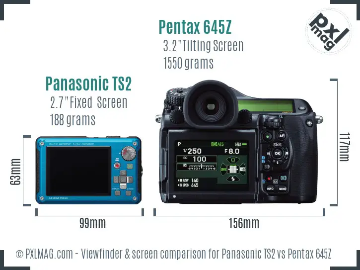Panasonic TS2 vs Pentax 645Z Screen and Viewfinder comparison