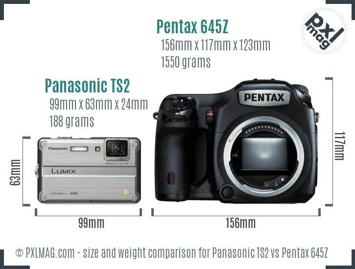 Panasonic TS2 vs Pentax 645Z size comparison