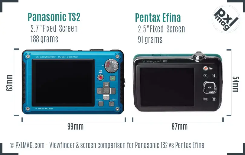 Panasonic TS2 vs Pentax Efina Screen and Viewfinder comparison