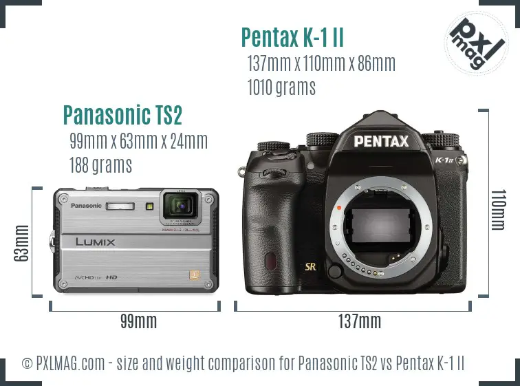 Panasonic TS2 vs Pentax K-1 II size comparison