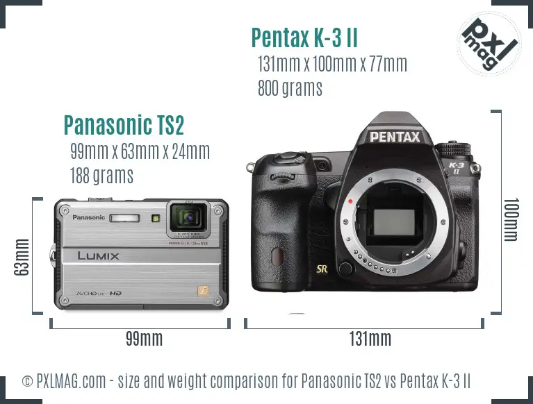 Panasonic TS2 vs Pentax K-3 II size comparison