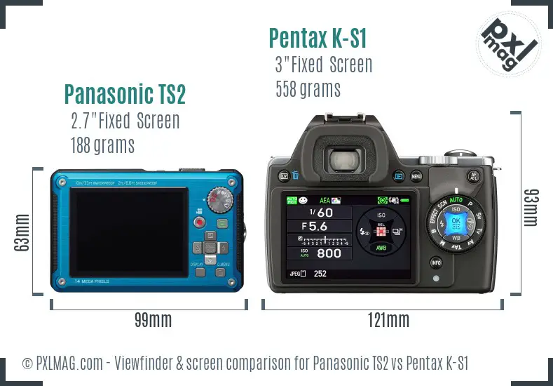 Panasonic TS2 vs Pentax K-S1 Screen and Viewfinder comparison