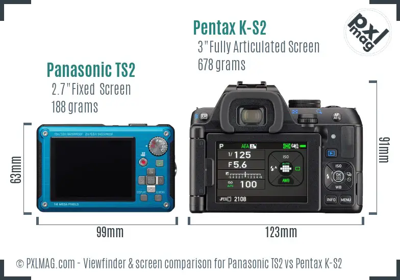 Panasonic TS2 vs Pentax K-S2 Screen and Viewfinder comparison