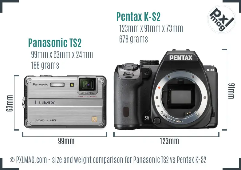 Panasonic TS2 vs Pentax K-S2 size comparison
