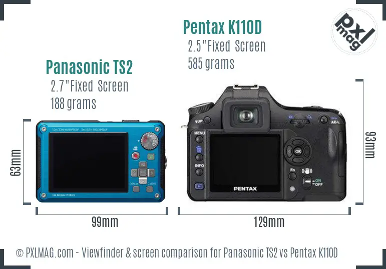 Panasonic TS2 vs Pentax K110D Screen and Viewfinder comparison
