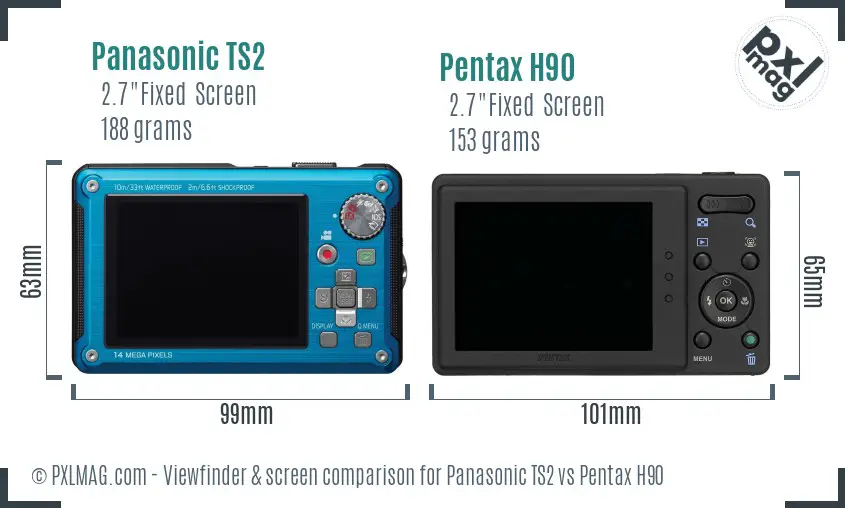 Panasonic TS2 vs Pentax H90 Screen and Viewfinder comparison
