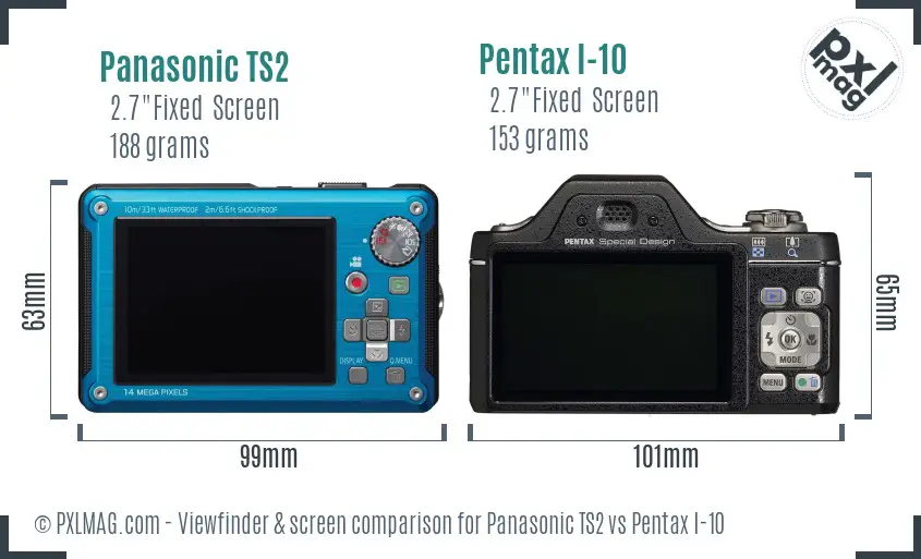 Panasonic TS2 vs Pentax I-10 Screen and Viewfinder comparison