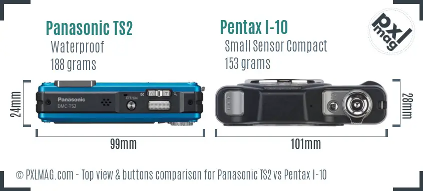 Panasonic TS2 vs Pentax I-10 top view buttons comparison