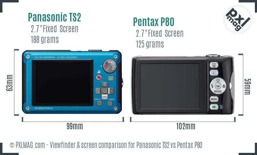 Panasonic TS2 vs Pentax P80 Screen and Viewfinder comparison
