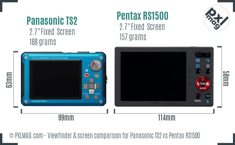 Panasonic TS2 vs Pentax RS1500 Screen and Viewfinder comparison